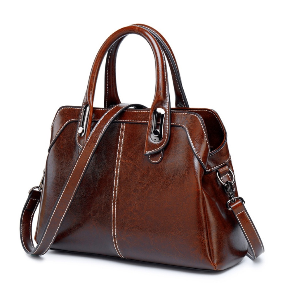 Genuine Leather Tote Purse (Coffee)
